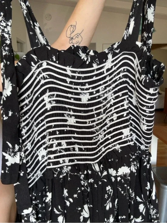 Free People Black Floral Tie-Shoulder Wide-Leg Jumpsuit - Picture 5 of 5